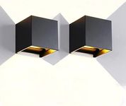 Wrasse 2Pack Outdoor Wall Mounted Lights 20W 2000LM Wall Proch Sconce 3000K Black Exterior Light Fixture 120v Up Down Modern Cube Lamp for Outdoor Sconces Lighting House Front Door Outside