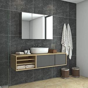 ELEGANT Shower Bathroom Organiser,Stainless Steel Medicine Cabinet,Bathroom Vanity Unit,Wall Hang Mirrors,1000x720mm