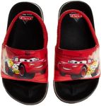 Disney Kids Cars Lightning McQueen Slides Open Toe - Boys Sandals SlipOn Slide Sandal with Backstrap - Red (size 7-8 Toddler)