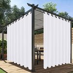 HolidayIdeas Extra Wide Outdoor Curtains for Patio Waterproof, 4 Panels - 110 x 120 Inch - Privacy & Light Filtering Curtains White Grommet Outside Curtains for Porch, Gazebo, Pergola, Backyard