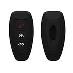 kwmobile Key Cover Compatible with Ford 3 Button Car Key Keyless Go - Soft Silicone Car Key Fob Holder Protector Case - Black