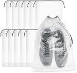 Goodern 12 Pcs Transparent Storage Bags Set,Drawstring Shoes Bag Plastic Portable Shoe Bags Organizers,Clear Large Shoes Bag for Travel Packing Shoe Organizers,Household Storage Bag,Clothes,Toiletries