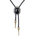 COOLLA Bolo tie- Handmade Round Shape Western Cowboy Black Vintage Turquoise Pendant for Women,Men (Bronze)