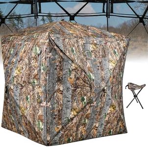 DWVO See Through Hunting Blind 360 Ground Blinds for Deer Hunting 2-3 Person Pop Up Hunting Blind Deer Blind Duck Hunting Gear with Hunting Chair, Silent Magnetic Door and Carring Bag