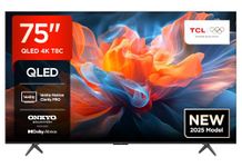TCL 75T8C-UK 75" 4K 144Hz Gaming QLED Onkyo 2.1 Dolby Atmos Google TV with Dolby Vision & HDR 10+ BBC iPlayer (2025 New Model)