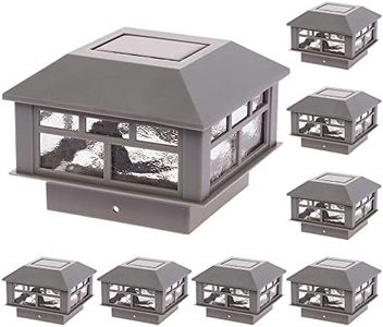 GreenLighting Modern Solar Post Cap Lights Fits 4x4 Wood, 4x4 & 5x5 PCV/Vinyl Outdoor Solar Powered Post Cap Light, Fence Post, Landscaping, Deck, Garden- Bright LED, Waterproof Gray 8 Pack