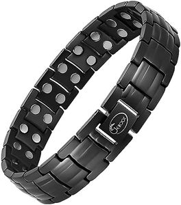 Titanium Magnetic Therapy Bracelet for Men Pain Relief for Arthritis and Carpal Tunnel (Black)