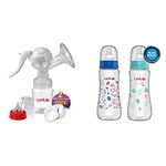 LuvLap Manual Breast Pump & Slim Feeding Bottle 250 ml, Pack of 2