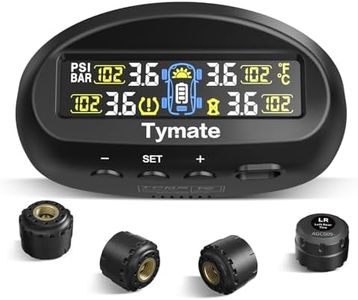 Tymate TM9 Tire Pressure Monitoring System, Compact Wireless Solar TPMS with 4 External Sensors & 6 Alarm Modes, Install on Windshield, Colorful Display, Ideal for RV SUV MPV Truck Sedan (0-87 PSI)