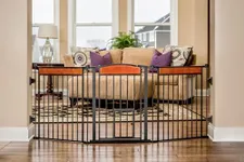 Carlson Pet Products Deluxe Flexi Dog Gate, 28-in, Includes Installation Hardware and Wood Panel Décor
