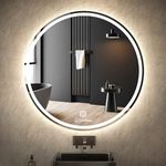 LUPPRA Round Wall Mounting Mirror with Light |Bathroom Mirror,Venity Mirror,Smart Mirror Size 24X24 inch| LED Mirror 3 Tone (Cool White, Natural White, Warm White).