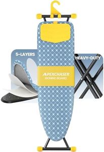 APEXCHASER Ironing Board with Iron Rest, Compact and Space Saver Iron Board, Extra Thick Cover, Height Adjustable, Wall Mount & Closet Hanger 13x43 Yellow