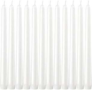 Dripless Taper Candles - Unscented White Candles Bulk - Candle Sticks Long Burning 7.5-8 Hours - for Candlesticks, Dinner Table, Vigil, Advent, Christmas, Thanksgiving, Kwanzaa - 12 Pack,10 Inch Tall