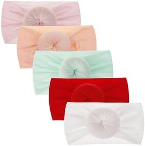 DRESHOW BQUBO Baby Flower Headbands Baby Girls Nylon Headbands Stretchy Hairbands Handmade Hair Accessories for Newborn Infant Toddlers Kids Baby Essentials 3 Pcs