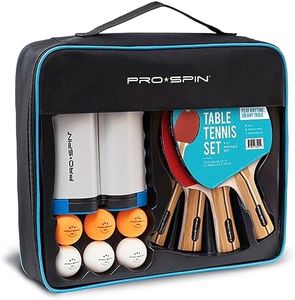 PRO-SPIN All-in-One Portable Ping Pong Set - 4-Player Kit with Retractable Net for Any Table, Premium Ping Pong Paddles, 3-Star Table Tennis Balls, Storage Case | Indoor & Outdoor Games | Great Gift