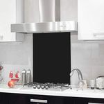 BELOFAY 50x60cm Black Tempered Glass Splashback for Kitchen, 6mm Toughened Glass Heat Resistant Splashbacks for Cookers