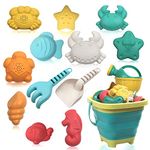 Beach Toys Set for Kids HomeMall 14pc Play Sand Toys for Toddlers Collapsible Bucket and Spade Set Outdoor Fun Sand Tools for Kids Girls Boys Summer Beach Games