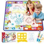 Kidology Water Color Mat - Doodle Water Drawing Mats 2 in 1 No Mess Coloring Educational Painting Toys for Toddlers Boys Girls Age 3 4 5 6 7 8 Year Old Indoor/Outdoor Play (Yellow)