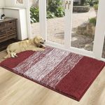 Vaukki Indoor Doormat Entryway Door Rug, Non Slip Absorbent Mud Trapper Mats, Low-Profile Inside Floor Mats, Soft Machine Washable Small Rugs Door Carpet for Entryway (32''x48'', Red)