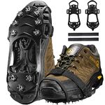 XZSUN Ice cleats，Snow Ice Traction Shoe Boot Cleats， Anti Slip 10-Studs Silicone Rubber Crampons s for Footwear(L，Black（Velcro）)