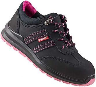 Urg Scarpe antinfortunistiche da lavoro, da donna, con punta in acciaio, taglia 36-41 (214S1), nero/rosa, 36 EU