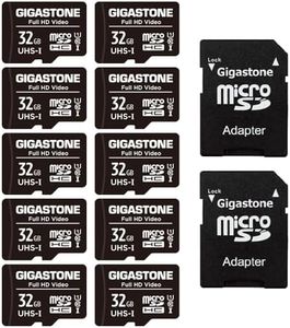 Gigastone 32GB 10-Pack Micro SD Card, Full HD Video, Surveillance Security Cam Action Camera Drone, 90MB/s Micro SDHC UHS-I U1 C10 Class 10