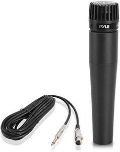 Pyle Professional Handheld Moving Coil Microphone - Dynamic Cardioid Unidirectional Vocal, Built-in Acoustic Pop Filter, Includes 15ft XLR Audio Cable to 1/4'' Audio Connection - PDMIC78