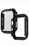 MVTECH Hard Case Compatible for Apple Watch Series 3/2/1 38mm Built in 9H Tempered Glass Screen Protector, Touch Sensitive Full Coverage Slim Bumper Protective Cover for i-Watch 38mm - Black