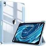 SwooK Case for iPad Air 11-inch M2 (2024), iPad Air 5th Generation (2022) / iPad Air 4th Gen (2020) 10.9 Inch -Shockproof Cover with Clear Back Shell & Pencil Holder