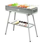 WILLBBQ Commercial Quality Portable Charcoal Grills Multiple Size Hibachi BBQ Lamb Skewer Folded Camping Barbecue Grill for Garden Backyard Party Picnic Travel Outdoor Cooking Use (31.6x10.3x5.1 inch)