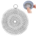 XPOOP Stainless Steel Cast Iron Cleaner, Chainmail Scrubber, Round Cast Iron Cleaner, Stainless Steel Scrubber, Stainless Steel Chainmail Scrubber, Cast Iron Skillets Pan Cleaner Griddles, Pans, Woks