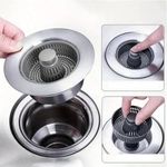 Hexwell Sink Strainer Kitchen 3 in 1 Sink Drain Strainer Stopper Set Sink Jali Filter Stopper Drainer for Washing Basin - 11cm