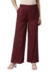 GO COLORS Women Solid Maroon Mid Rise Relaxed Fit Basic Palazzo