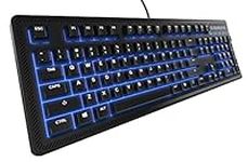 SteelSeries Apex 100 Gaming Keyboard - Tactile & Silent - Blue LED Backlit - Splash Resistant - Media Controls (Certified Refurbished)