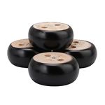 30mm Height Pack of 4 Black Eucalyptus Wood Round Bun Furniture Feet Sofa Cabinet Couch Legs