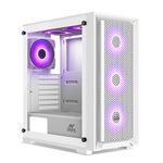 Ant Esports SX7 Mid- Tower Computer Case/Gaming Cabinet - White | Support ATX, Micro-ATX, Mini-ITX | Pre-Installed 3 x 120mm Front Fans