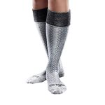 Core-Spun Patterned AFO Interface Socks for Adults – Classic Diamond, Grey & Black, Adult Small