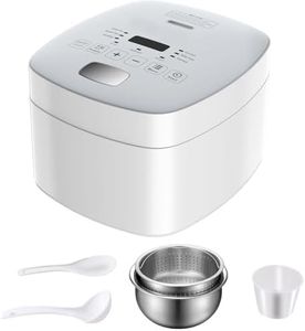Novaspark Low Carb Rice Cooker Stainless Steel Inner Pot, Mini Stainless Steel Rice Cooker Small 5 Cup, LED Display Low Sugar Rice Maker, 24H Timer and Auto Keep Warm, White Rice/Porridge/Oatmeal, White