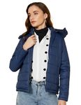 Amazon Brand - Symbol Polyester Women's Quilted Standard Length Jacket (Aw19Kj003_Dark Blue_M)