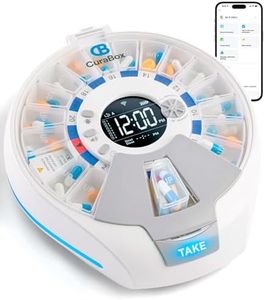CB CuraBox 21-Day Wi-Fi Automatic Pill Dispenser, Individual Rising Pods for Elderly Easy Access & Fresh Storage, with Adherence Tracking, Alarms & Light Alerts, Key Lock, for Seniors and Caregivers