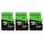 KEXIN 128GB Micro SD Cards + SD Adapter 3 Pack MicroSDHC Memory Card Class 10 UHS-I External Micro SD Card TF Card for Tablet, Smartphone, Drone, Dash Cam, Camera, Monitor (128 GB, Black Green)