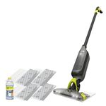 Shark VM252 VACMOP Pro Cordless Hard Floor Vacuum Mop with LED Headlights, 4 Disposable Pads & 12 oz. Cleaning Solution, Charcoal Gray