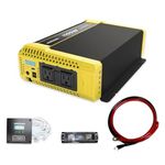 Krieger 1100W Pure Sine Wave Inverter 12V DC to 120V AC Converter for Home, RV, Truck, Off-Grid Solar Power Inverter 12V to 110V with Built-in 5V/2.1A USB Port, AC Hardwire Port, Remote Controller