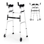 Walkers for Seniors, Foldable Standard Walker, Front Wheeled Walker with Removable Armrest, Lightweight Aluminum Alloy Rehabilitation Auxiliary Walker, for Elderly, Disabled, Walking Mobility Aid