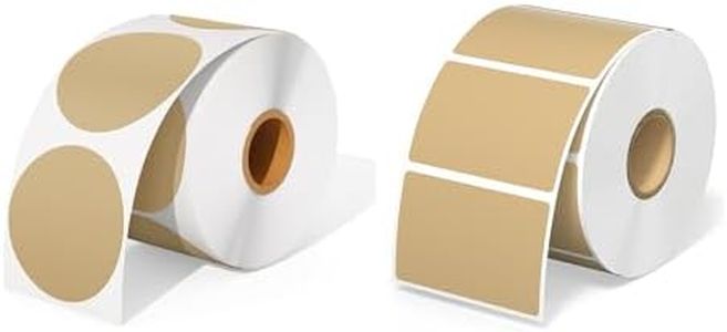 2 Inch Brown Circle Thermal Sticker Labels+2.25"x1.25" Brown Thermal Sticker Labels