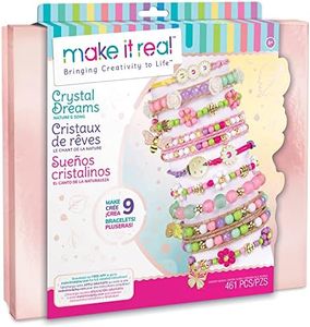 Make It Real Crystal Dreams Nature Song|Create 9 Unique Charm Bracelets, 461 Pieces, Green Pink & Purple, All-in-One, DIY Charm & Bead Jewelry Kit|Arts & Crafts for Girls|Kids Ages 8+|Made in India