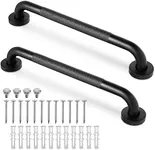 Built Industrial 2 Pack Shower Grab Bars for Bathtubs and Shower, 16 Inch Anti-Slip Handle for Elderly, Handicap, Seniors (Black)