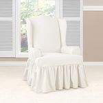 SureFit Essential Twill T-Cushion Wingback Chair Slipcover - Relaxed Fit Armchair Cover/Perfect for Protecting Your Favorite Wing Chair