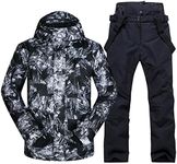 Men Ski Jacket Ski Pants Winter Warm Windproof Waterproof Outdoor Sports Snowboarding Ski Coat Trousers Ski Suit, heiyanhua+BK L