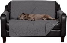 Furhaven Loveseat Slipcover Waterproof & Non Slip Quilted Paw Print Furniture Protector Cover, Washable - Gray, Loveseat